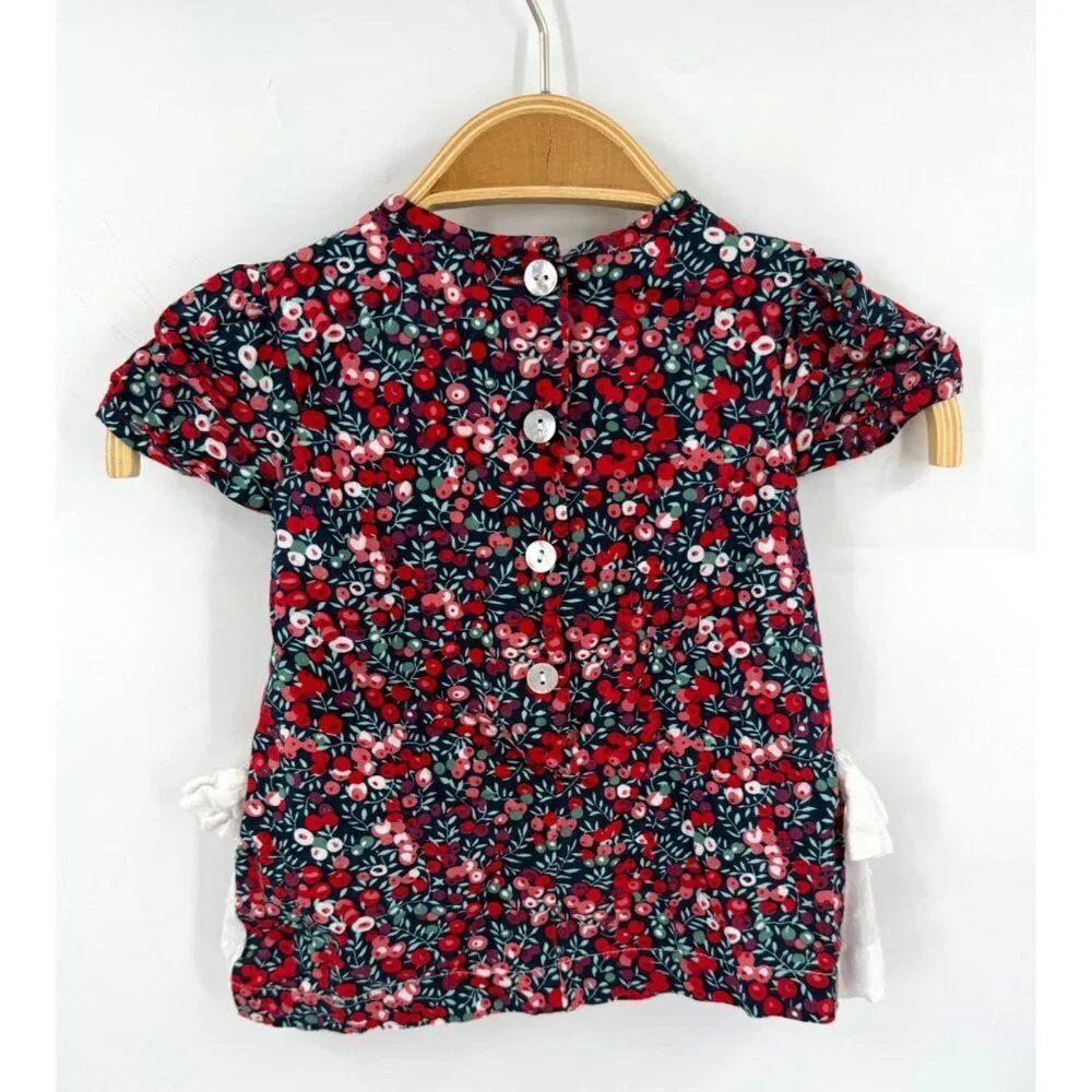 The Oaks Apparel Baby Girls Floral Berry Print Dress Size 6 Months Red Cotton